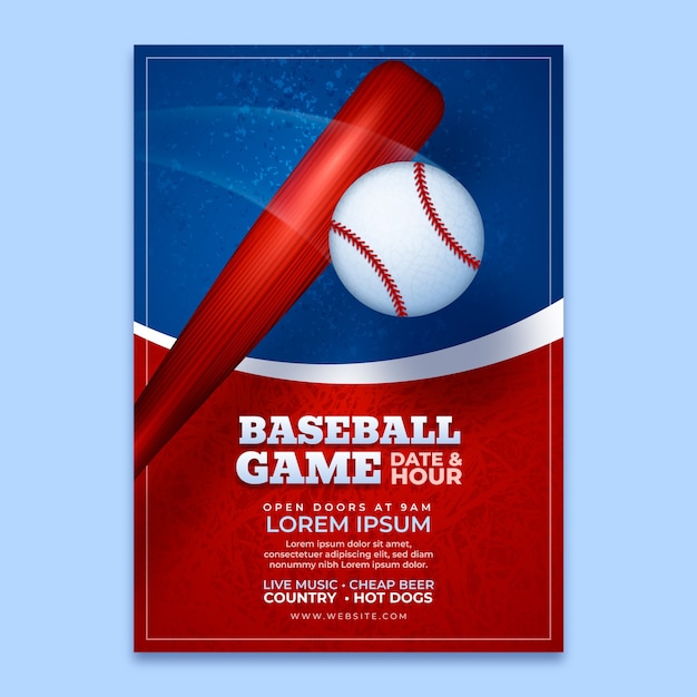 Gratis vector baseball poster sjabloon ontwerp