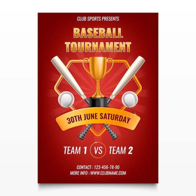 Gratis vector baseball poster sjabloon ontwerp