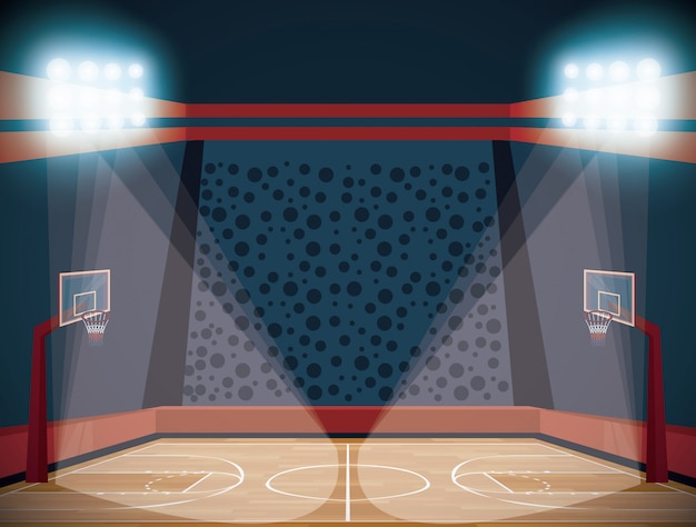 Gratis vector basketbal court stadion landschap cartoon