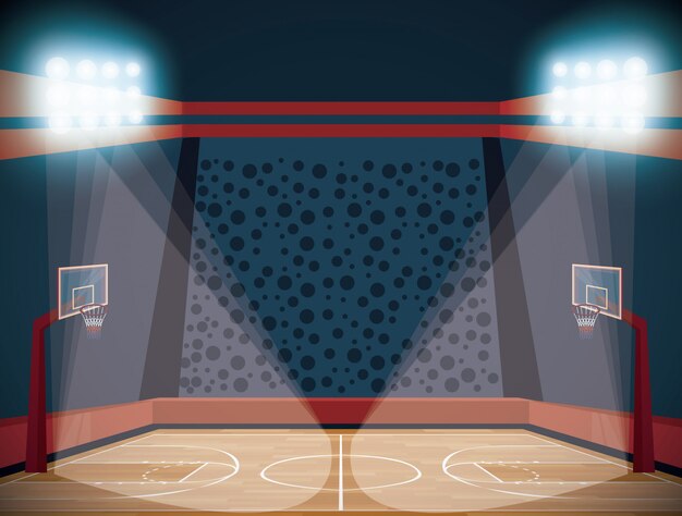 Basketbal court stadion landschap cartoon