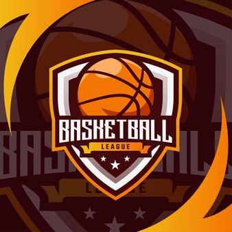 Basketbal esport kampioenschap toernooi logo premium vector