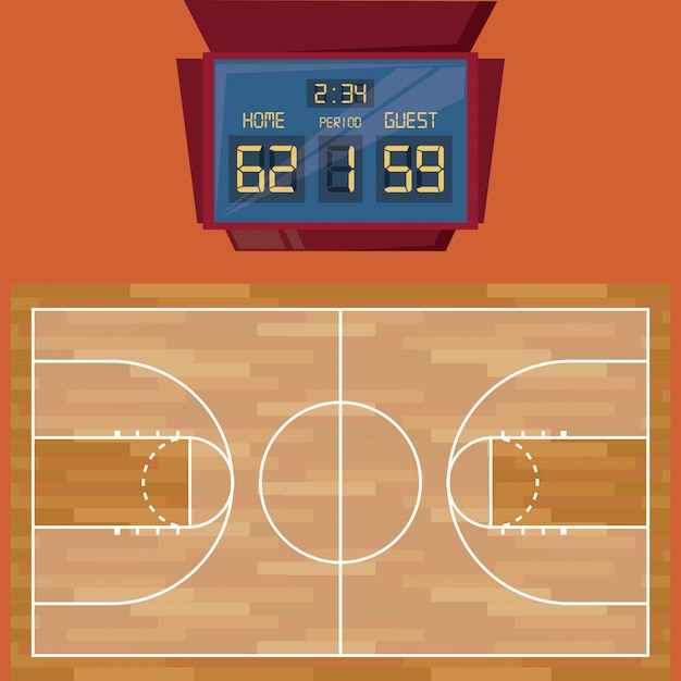 Basketbal houten baan sportwedstrijd