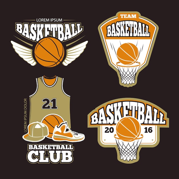 Basketbal label ingesteld