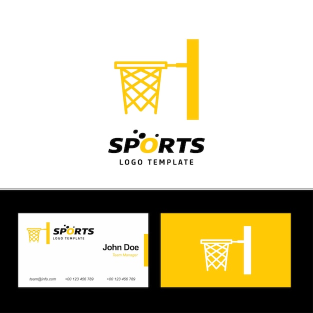 Gratis vector basketbal-logo en visitekaartje