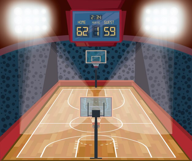 Basketbal sport spel landschap cartoon