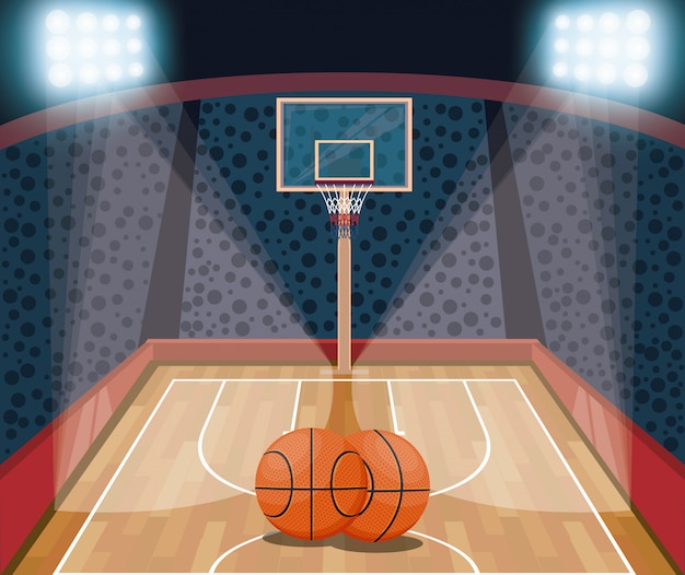 Basketbal sport spel landschap cartoon