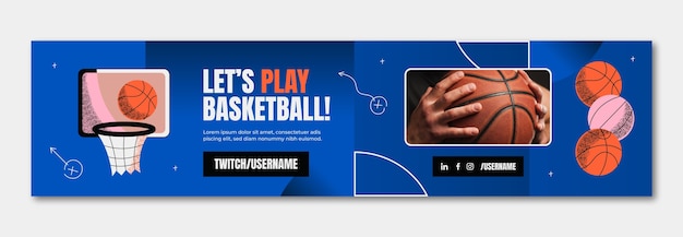 Gratis vector basketbal twitch banner met kleurovergang