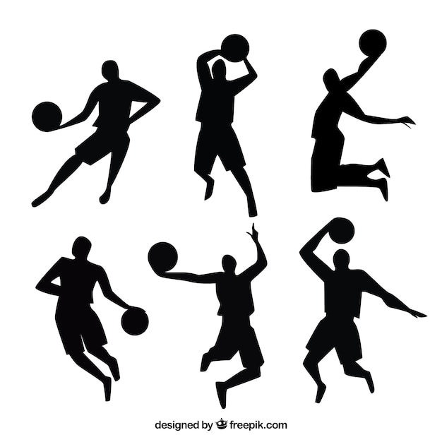 Gratis vector basketballers silhouetten