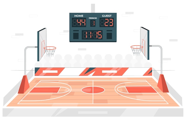 Gratis vector basketbalveld concept illustratie