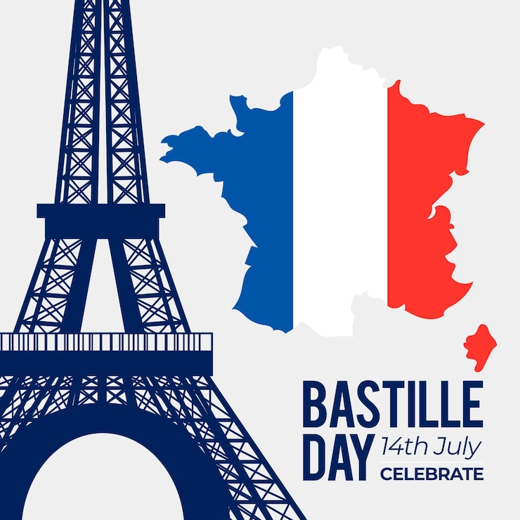 Gratis Vector bastille dag concept in platte ontwerp