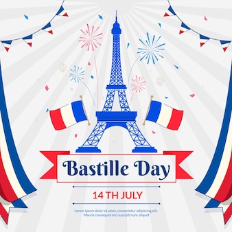 Bastille dag viering illustratie Gratis Vector