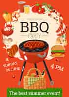 Gratis vector bbq barbecue party aankondiging poster