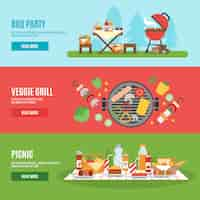 Gratis vector bbq-feest banner instellen