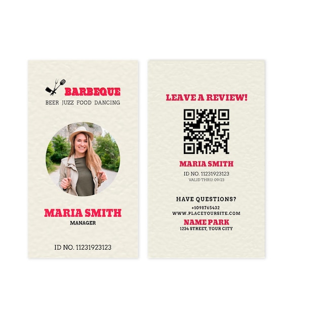 Gratis vector bbq manager id-kaartsjabloon