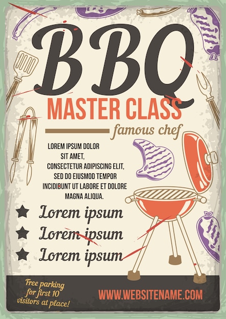 Gratis vector bbq-masterclass met beroemde chef-kok