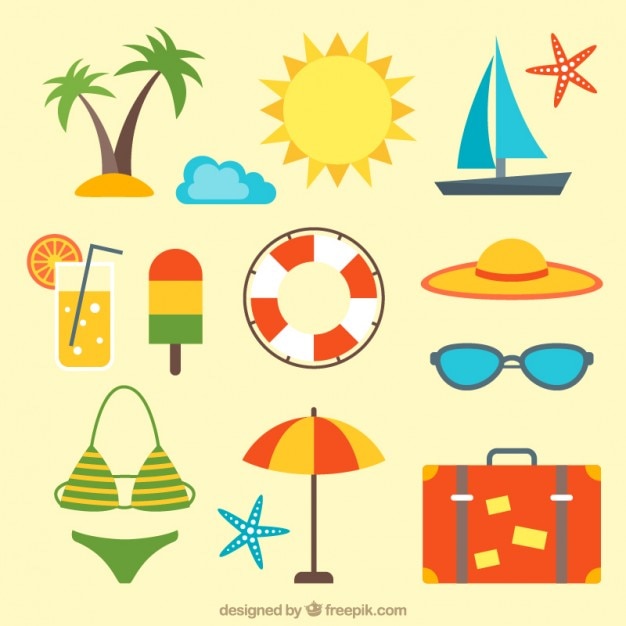 Gratis vector beach accessoirepakket