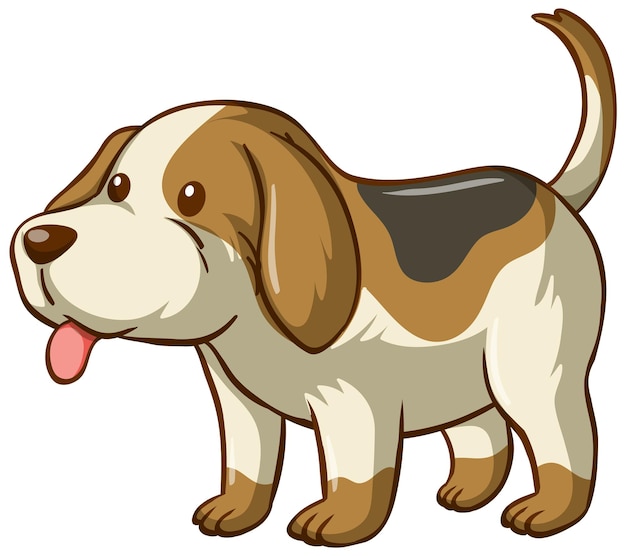 Beagle hond stripfiguur op witte achtergrond