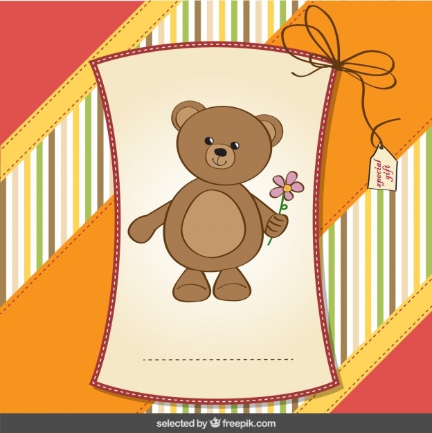 Gratis Vector bear wenskaart in scrapbook stijl
