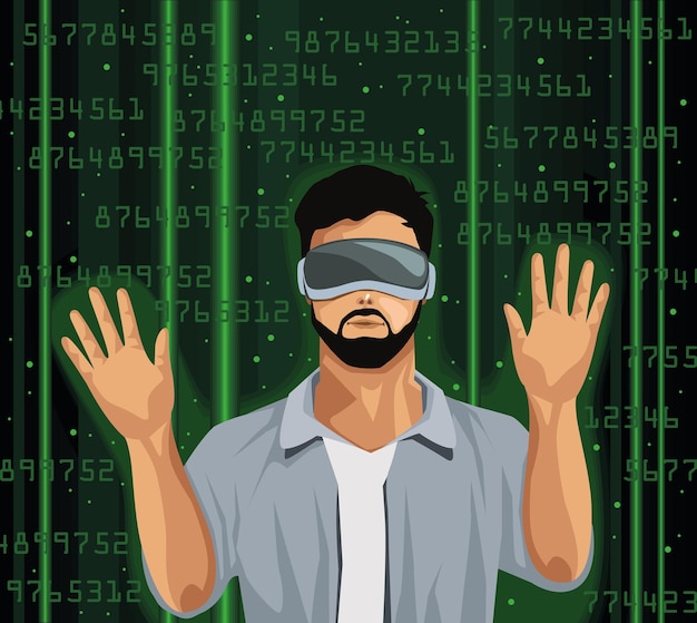 Gratis vector bebaarde man in de metaverse