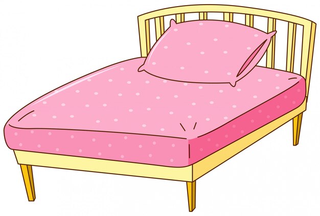 Bed met roze laken en kussen