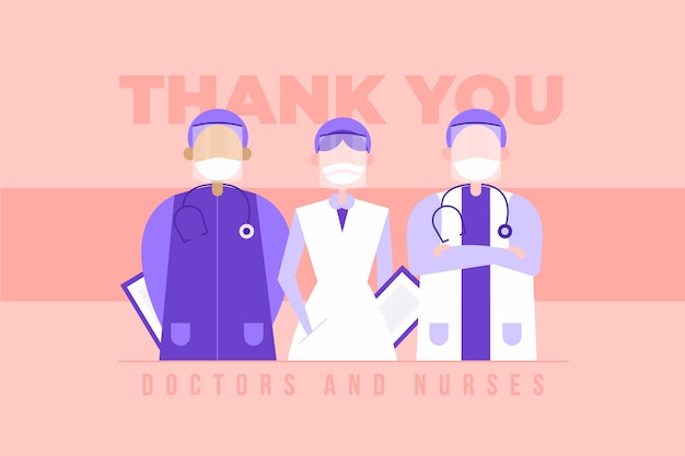 Gratis vector bedankt dokters en verpleegsters