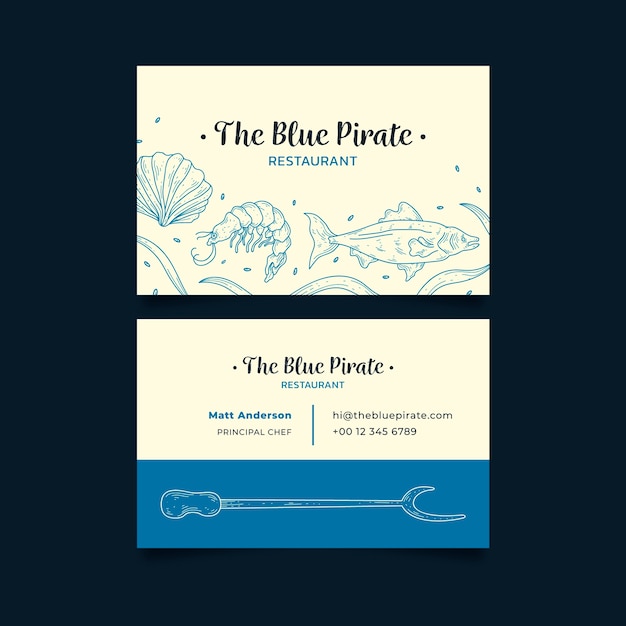 Gratis vector bedrijf bedrijfskaart het blauwe piratenrestaurant