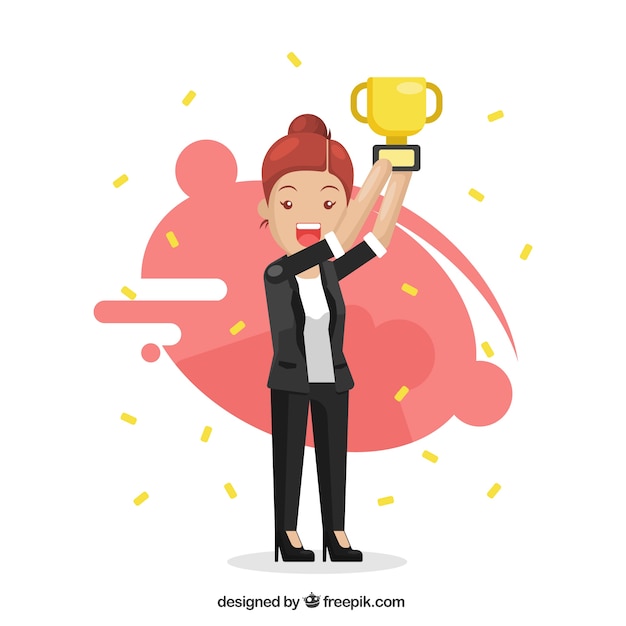 Gratis vector bedrijfs vrouw met trofee