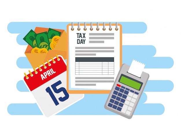 Gratis vector bedrijfsbelasting met datafoon en kalender