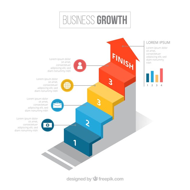 Bedrijfsconcept met infographic stappen