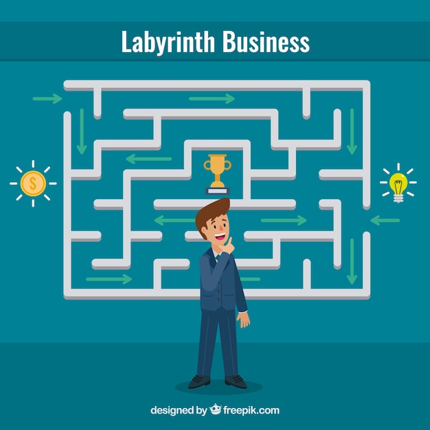 Bedrijfsconcept met platte labyrint