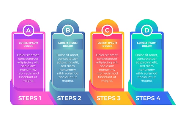 Bedrijfsgegevensvisualisatie met infographic stappen