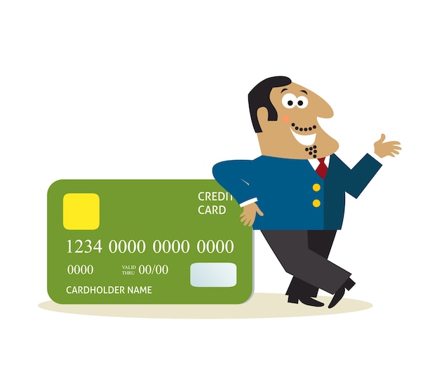 Gratis vector bedrijfsmens met creditcard