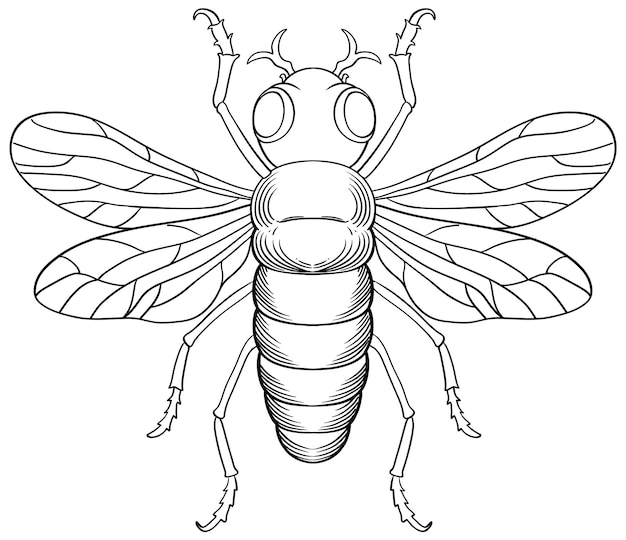 Gratis vector bee insect overzicht om in te kleuren