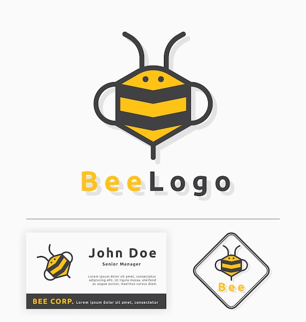 Gratis vector bee logo template ontwerp