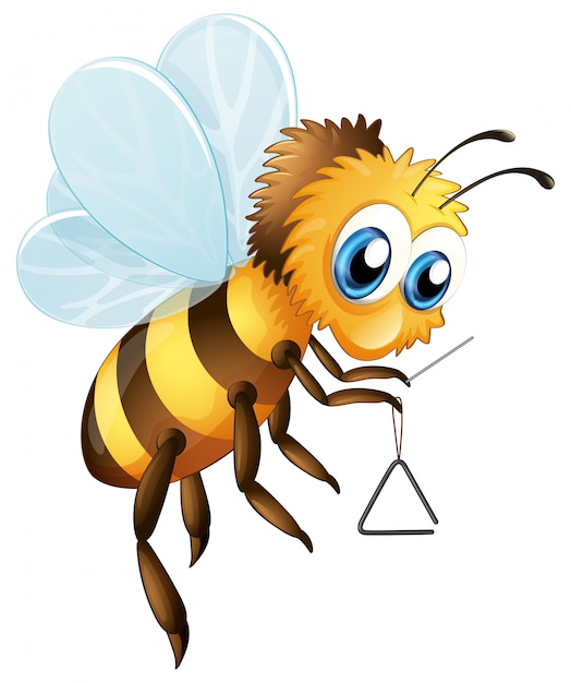 Gratis vector bee met driehoek muziekinstrument