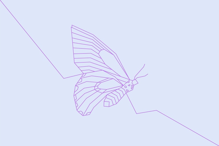 Gratis Vector behang met lineaire platte vlinderomtrek