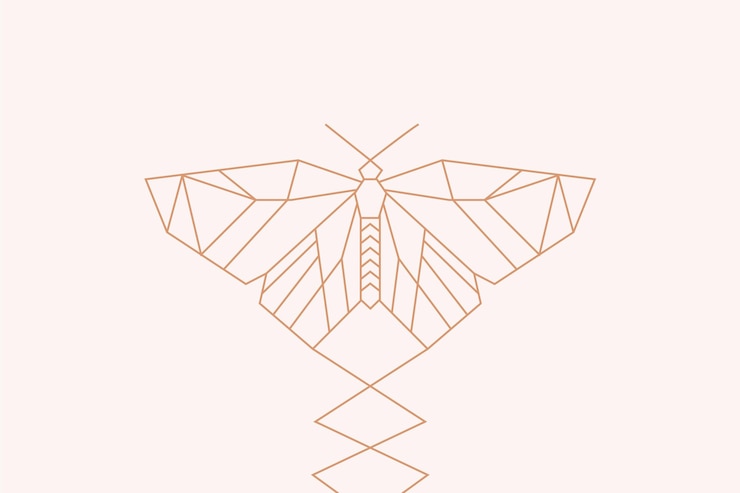 Gratis Vector behang met lineaire platte vlinderomtrek