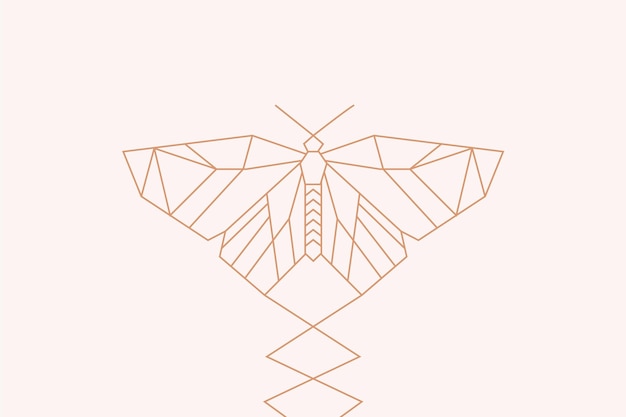 Behang met lineaire platte vlinderomtrek