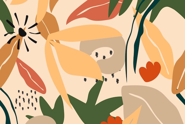Beige esthetische achtergrond, tropische jungle naadloze patroon vector