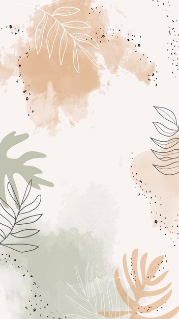Beige lommerrijke aquarel mobiele telefoon behang vector