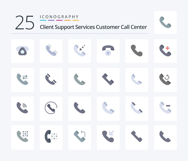 Bel 25 flat color icon pack inclusief inkomende telefoonbeltelefoon