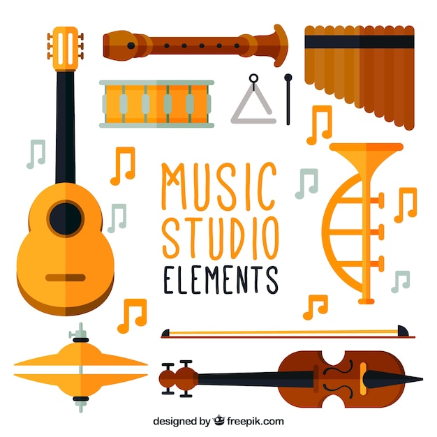 Gratis vector belangrijkste instrumenten van een muziekstudio