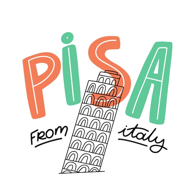 Belettering concept met pisa thema