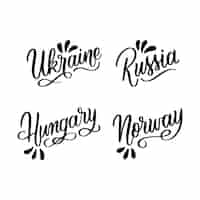 Gratis vector belettering europa landen stickers collectie