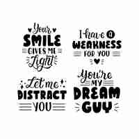 Gratis vector belettering flirterige stickers collectie