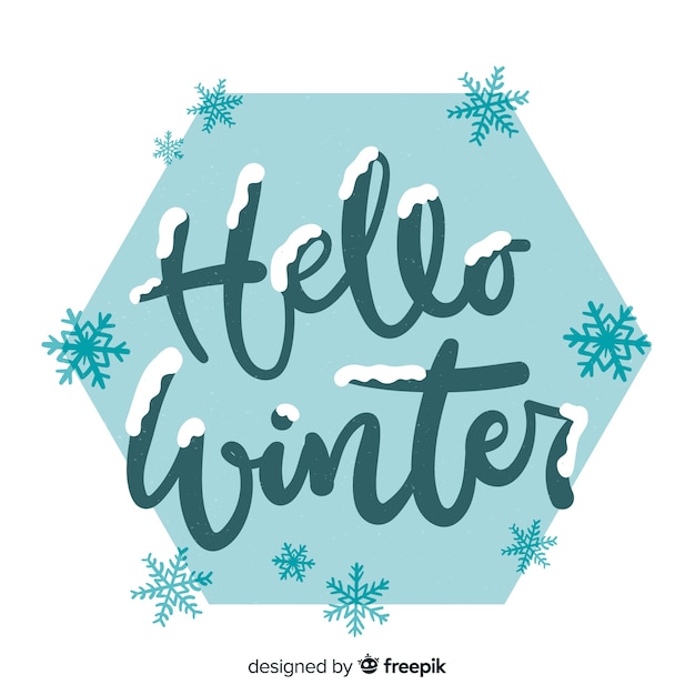 Gratis vector belettering hallo winter