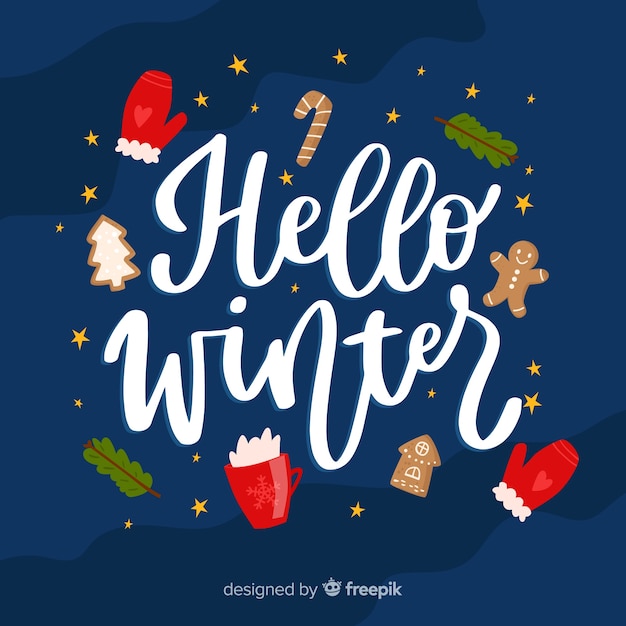 Gratis vector belettering hallo winter