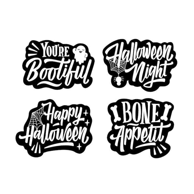 Gratis Vector belettering halloween stickers collectie