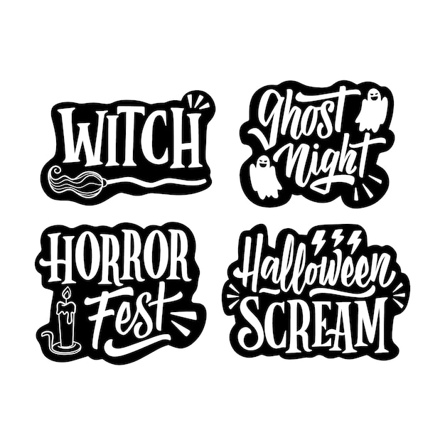 Gratis vector belettering halloween stickers collectie