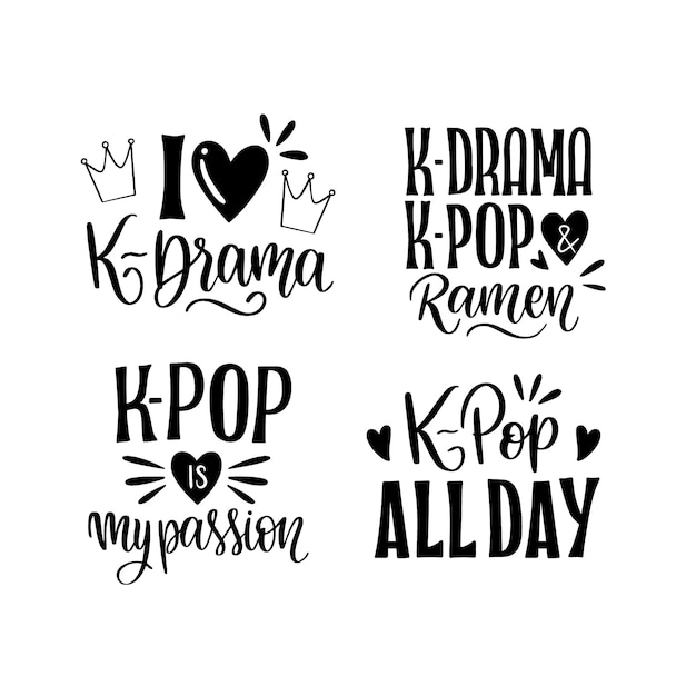 Belettering k-drama/k-pop stickers collectie